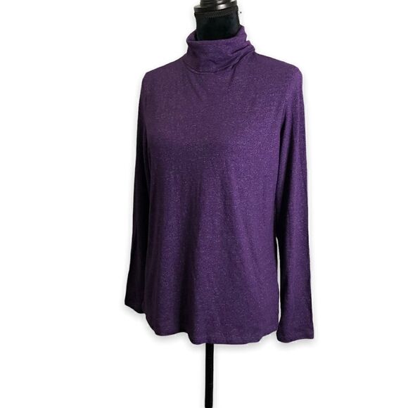 Croft & Barrow Long Sleeve Turtleneck Shirt in Plum Purple with Metallic… - Picture 2 of 9